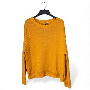 Divided Knit Sweater Mustard Yellow Size M